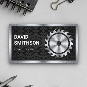 Black Damask Steel Circular Saw Handyman Carpenter Business Card