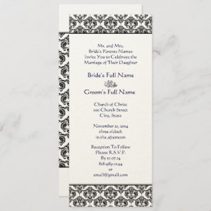 Black Damask Swirls Wedding Invitation