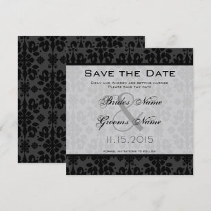 Black Damask Swirls Wedding Save the Date Invitation