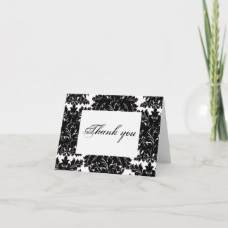Black Damask Thank You Card