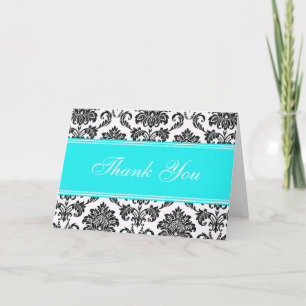Black Damask Thank You Cards