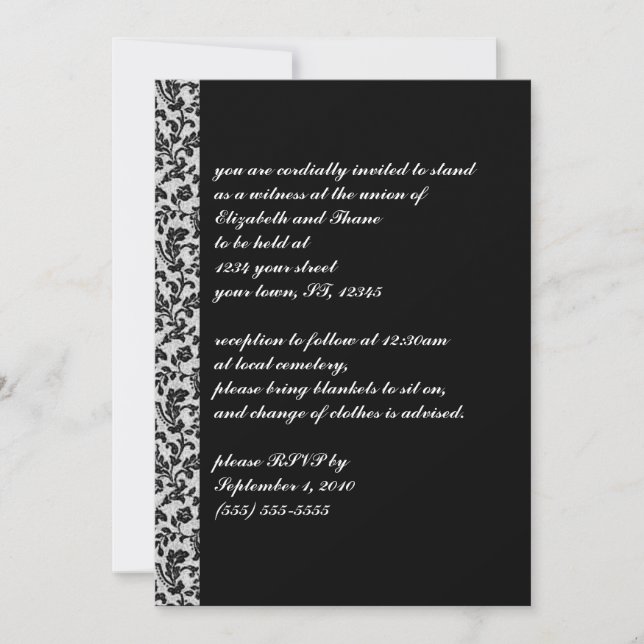 Black Damask Vintage Gothic Invitation (Front)