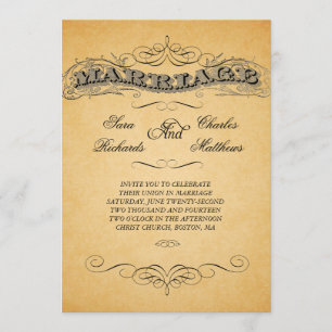 Black Damask Vintage Wedding Invitations