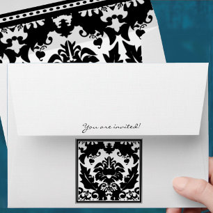Black Damask Wedding Envelopes