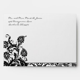 Black Damask Wedding Envelopes Black Inside