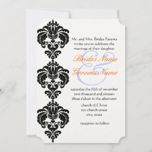 Black Damask Wedding Invitations