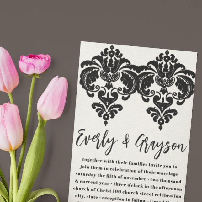 Black Damask Wedding Invitations (Creator Uploaded)