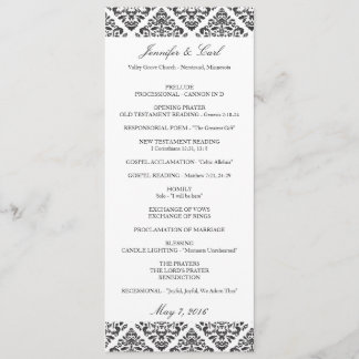 Black Damask Wedding Programs Programme