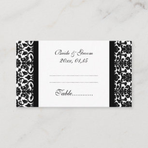 Black Damask Wedding Table Place Setting Cards