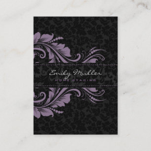Black Damasks & Purple Ornament Business Card