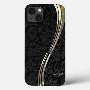 Black Damasks Silver & Gold Accents iPhone 13 Case