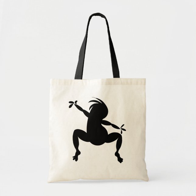 Black Dancing Kokopelli Tote Bag (Front)