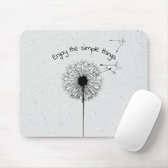 Black Dandelion and Quote on Terrazzo  Mouse Pad (With Mouse)