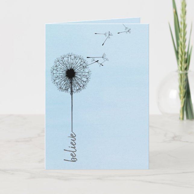Black dandelion believe inspiration card (Front)