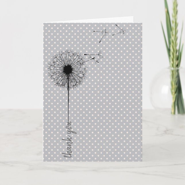 Black dandelion thank you card (Front)