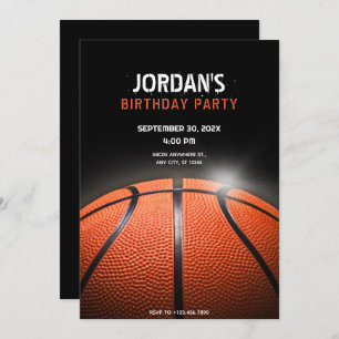 Black dark Basketball birthday Invitation