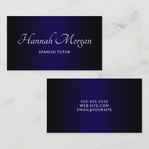 Black Dark Blue Ombre Elegant Script Business Card