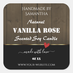 Black Dark Brown Wood Grain Product Labels Heart