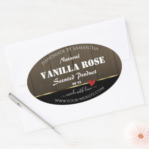 Black Dark Brown Wood Grain Product Labels Heart