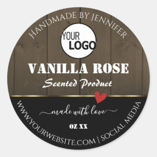 Black Dark Brown Wood Grain Product Labels Logo