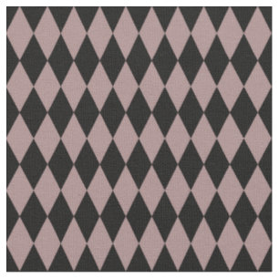 Black & Dark Brownish Pink Harlequin Diamonds Fabric
