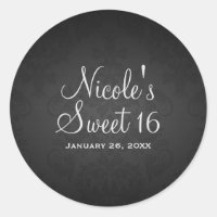 Black Dark Damask Wedding Birthday Party Favour