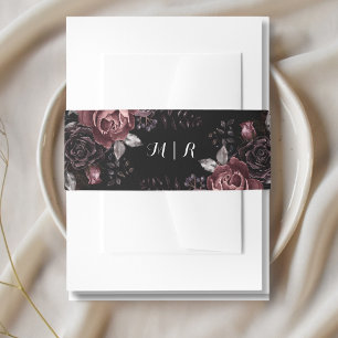 Black Dark Gothic Wedding Invitation Belly Band