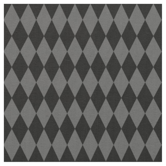 Black & Dark Gray Harlequin Diamonds Fabric (Close Up)