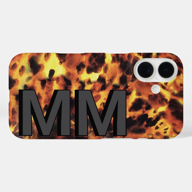 Black Dark Grey Monogrammed Tortoiseshell Case-Mate iPhone Case (Back (Horizontal))