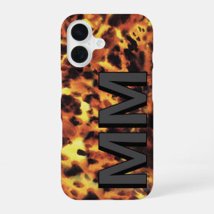 Black Dark Grey Monogrammed Tortoiseshell iPhone 16 Case