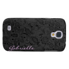 Black & Dark Grey Monotones Vintage Floral Lace