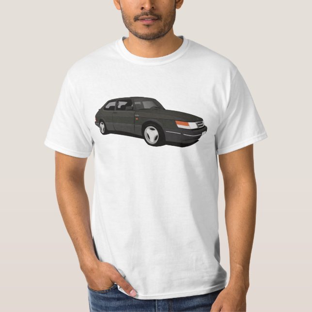 Black / dark grey SAAB 900 Turbo 16 Aero Coupé T-Shirt (Front)