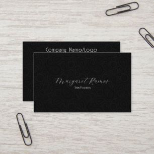 Black & Dark-grey Vintage Floral Paisley Pattern Business Card