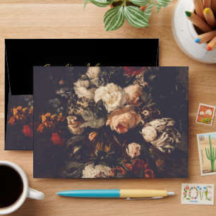 Black Dark Moody Wedding Floral Envelope Liner