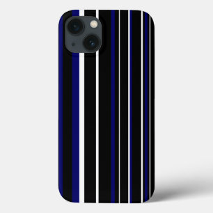 Black, Dark Navy Blue, White Barcode Stripe iPhone 13 Case