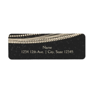 Black Dark Night Sky & String Lights Address Label