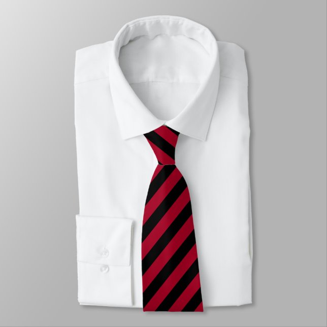 Black/Dark Red Striped Tie (Tied)