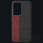 Black & Dark-Red Vintage Stitched Vintage Leather Samsung Galaxy Case<br><div class="desc">Elegant image of masculine black and dark-red stitched vintage faux leather look with customisable monogram.</div>
