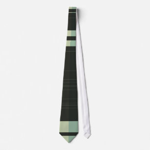 Black, Dark Sea Green Retro Striped Tie