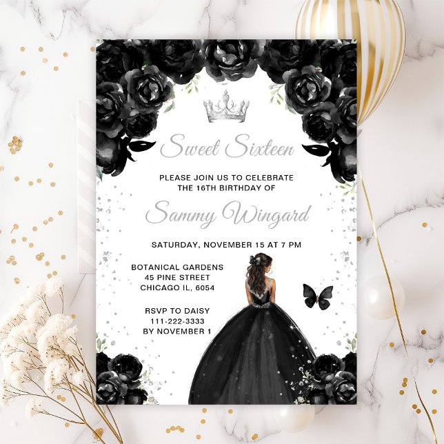 Black Dark Skin Princess Sweet Sixteen Invitation (Creator Uploaded)