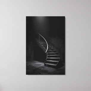 Black dark staircase canvas print