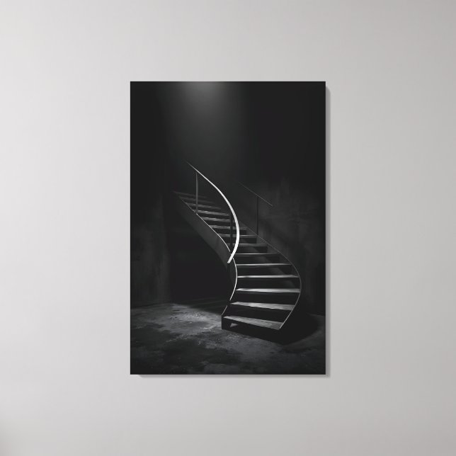 Black dark staircase canvas print (Front)