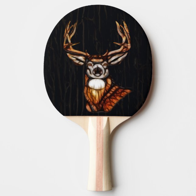Black Dark Wooden Wood Deer Rustic Country Unique Ping Pong Paddle (Front)