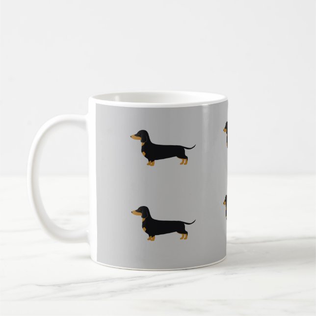 Black daschund  gray Mug (Left)