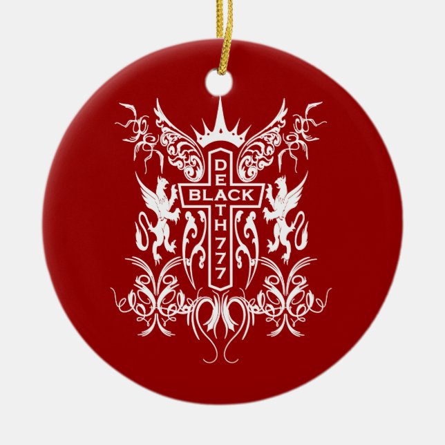 Black Death 777 - Cross Ceramic Tree Decoration (Front)