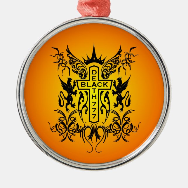Black Death 777 - Cross Metal Tree Decoration (Front)