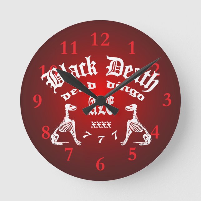 Black Death 777 -  Dead Dingo Ale Round Clock (Front)