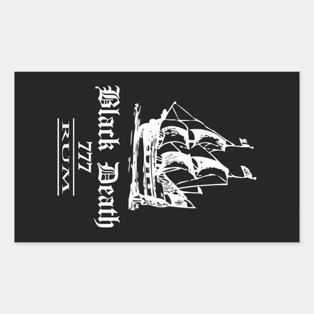 Black Death 777 - Ol Ships Rum Rectangular Sticker (Front)