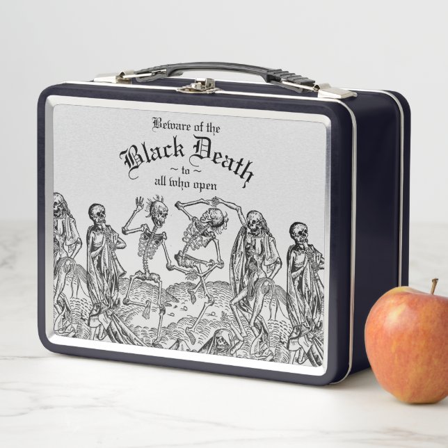 Black Death Dancing Skeletons Gothic Macabre Metal Lunch Box (In Situ)