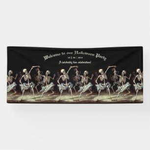 Black Death Dancing Skeletons Halloween Banner
